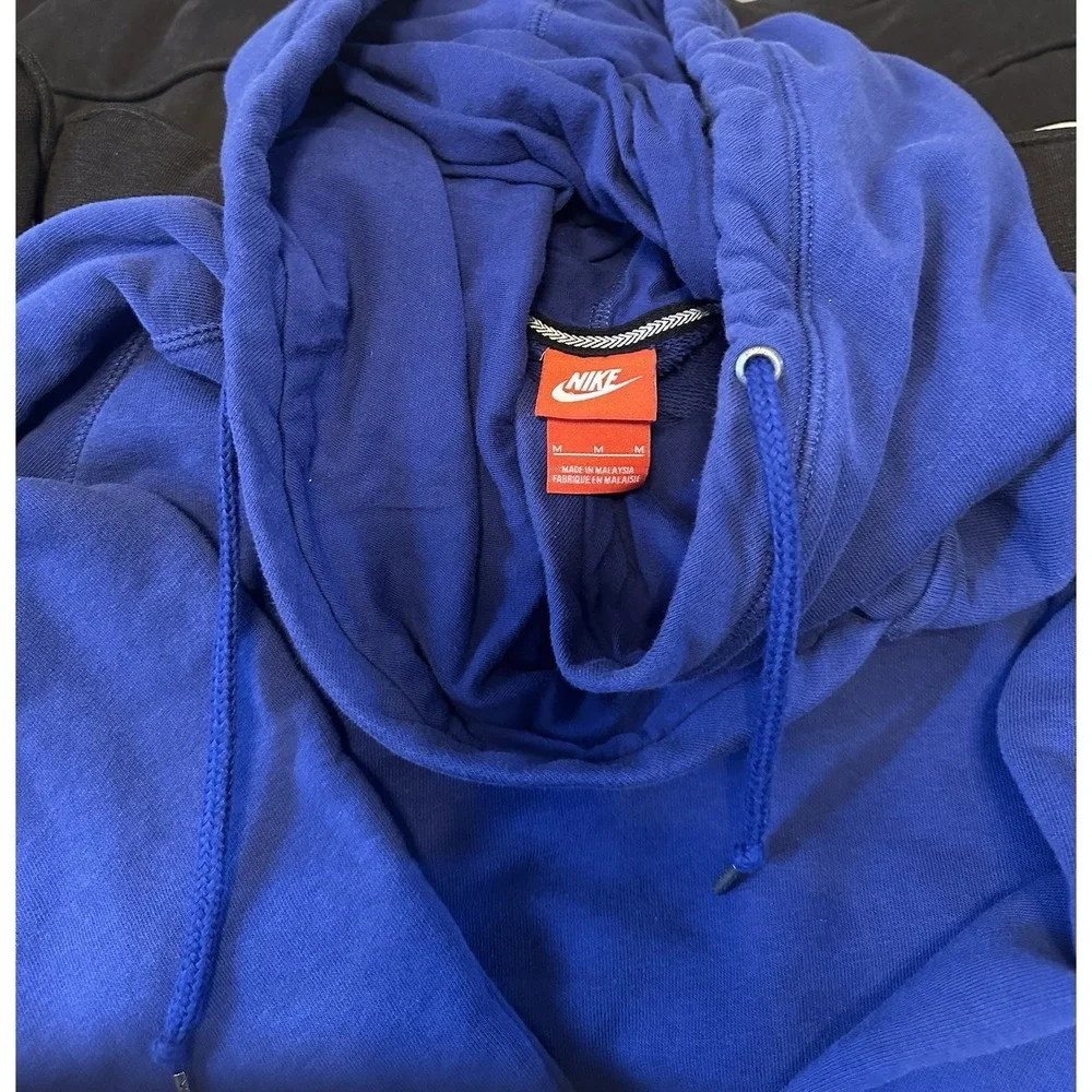 VINTAGE Nike Sportswear Rally Funnel Cowl Neck Hoodie Women Med Pullover Blue